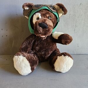 Build A Bear BAB Aviation Bomber Dog Spotted Brown Tan‎ Birthday Holiday Gift